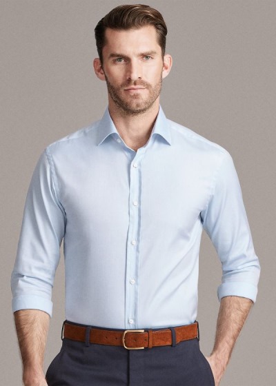 Camisa De Vestir Ralph Lauren Hombre Azules Claro - Cotton Oxford - ZHAPR4078